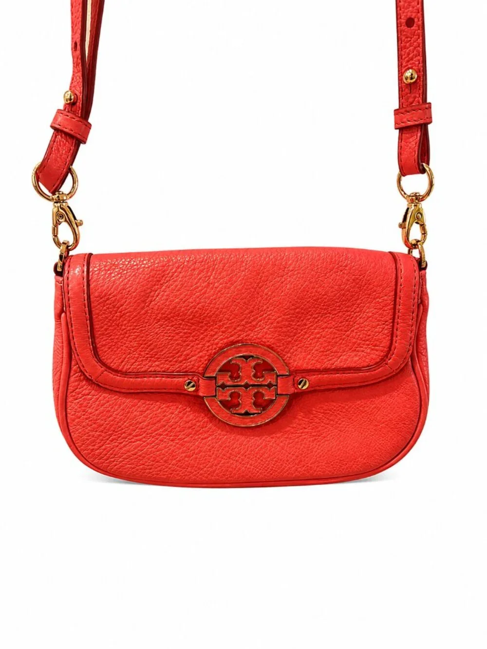 Tory Burch Amanda Mini Crossbody Bag Leather Gold Logo Designer Purse Bag